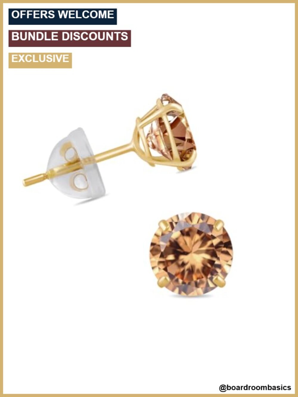 10K Yellow Gold Solitaire Stud Earrings Cubic Zirconia 1.5 CTW